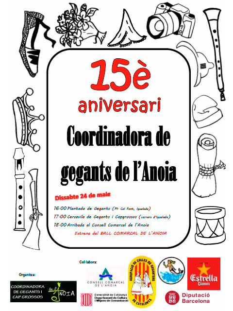 La Coordinadora de Gegants i Capgrossos de l’Anoia celebra dissabte el quinze aniversari amb una festa oberta a tothom