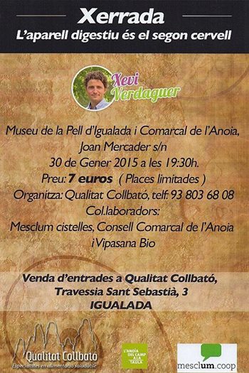 L’Anoia, del Camp a la Taula dóna suport a la xerrada saludable “L’aparell digestiu és el segon cervell” organitzada per Qualitat Collbató