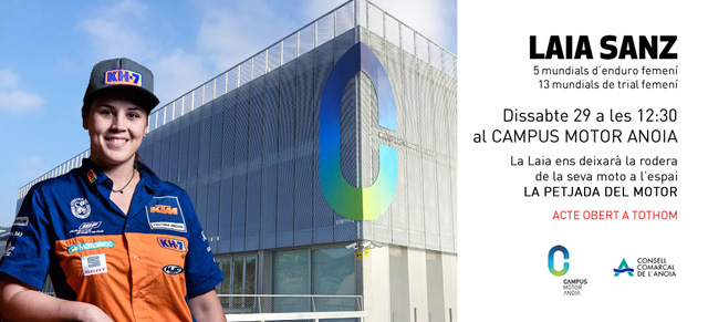 Laia Sanz serà dissabte al Campus Motor de l'Anoia per deixar la seva "petjada"