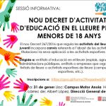 Sessió informativa sobre el nou decret d’activitats d’educació en el lleure i activitats esportives per a menors de 18 anys